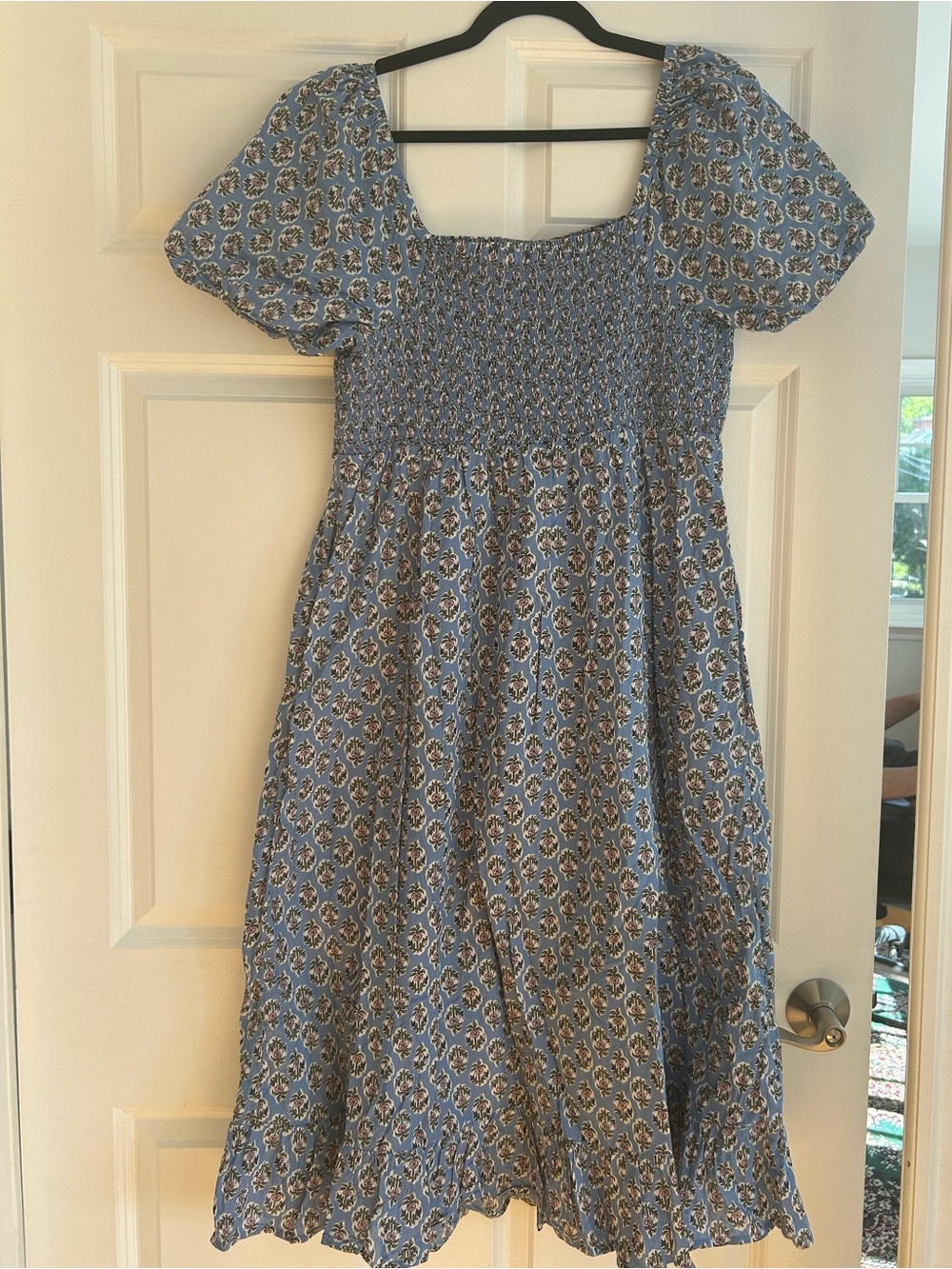 Jcrew smocked 100% cotton floral dress, size large
